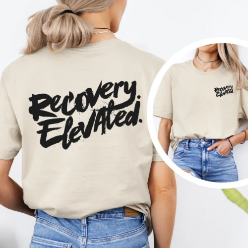 Addiction Recovery T-Shirt - "Recovery Elevated" Design | 100% Cotton | Gildan Softstyle or Bella Canvas | Sizes S-3XL