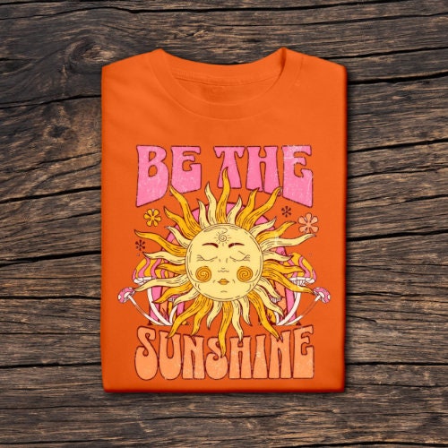 Handmade Tie-Dyed "Be the Sunshine" Graphic T-Shirt - 100% Cotton, Unique Sun Design, Small Black-Owned Business