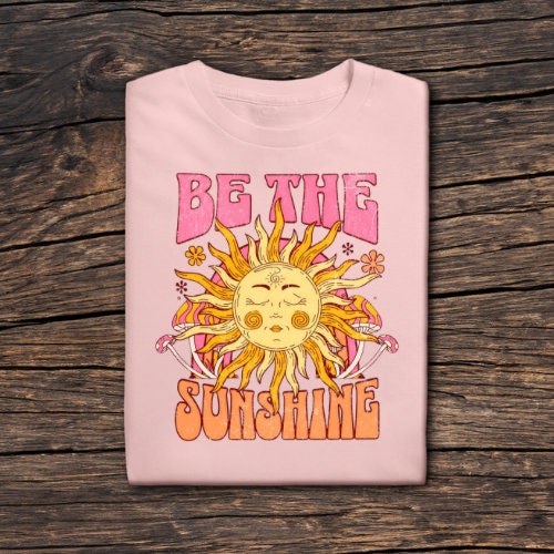 Handmade Tie-Dyed "Be the Sunshine" Graphic T-Shirt - 100% Cotton, Unique Sun Design, Small Black-Owned Business