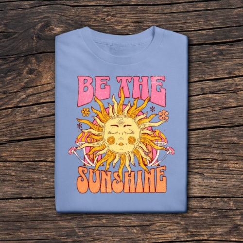 Handmade Tie-Dyed "Be the Sunshine" Graphic T-Shirt - 100% Cotton, Unique Sun Design, Small Black-Owned Business